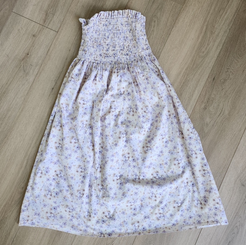 Sleeveless Smocked-Bodice Floral Dress
